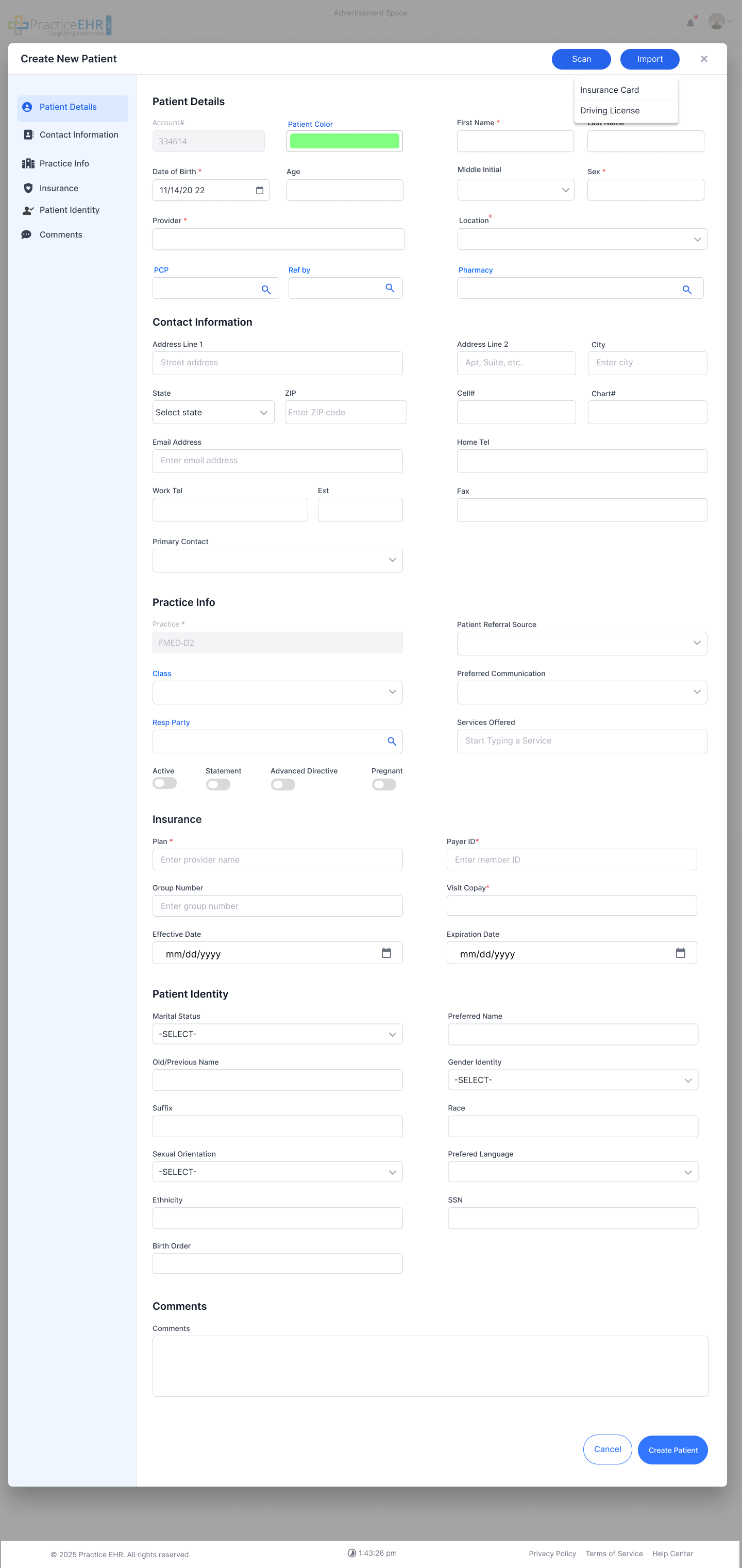 Create Patient Scan/Import View